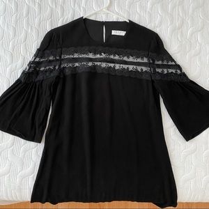 Sandro black short dress with flowy sleeves
